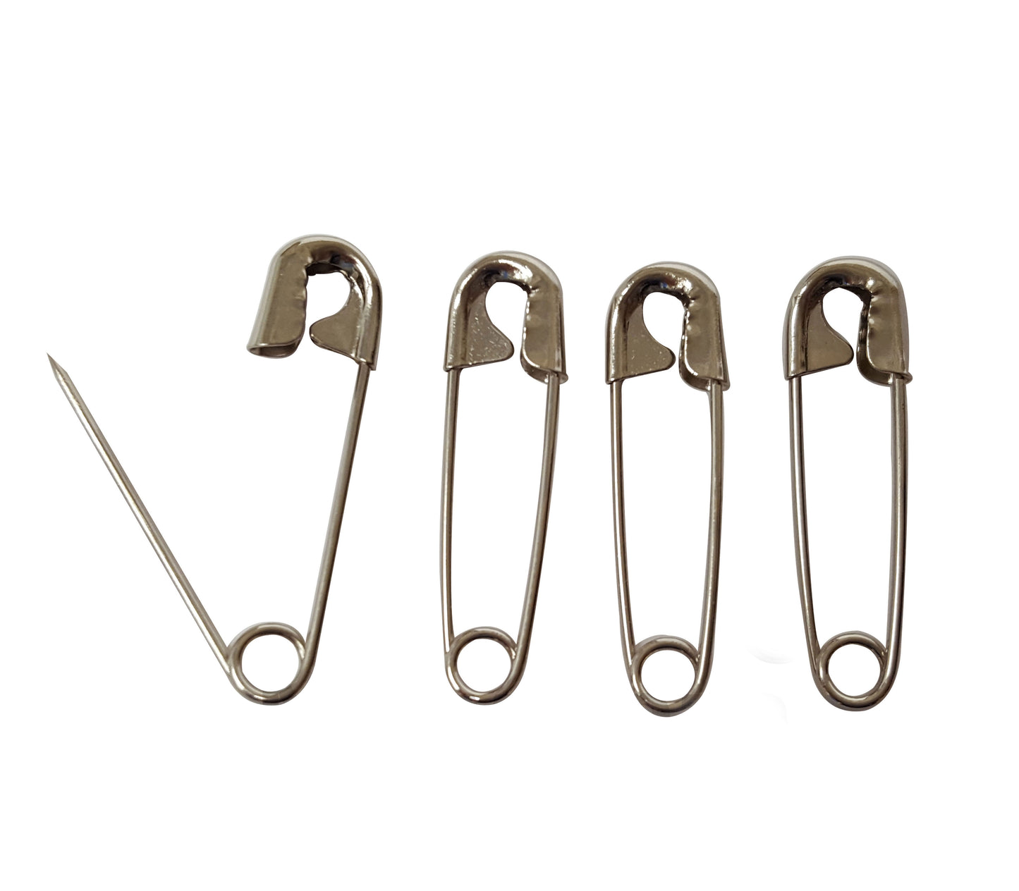 NiftyPlaza 100 Safety Pins, Size 1-1/16 Inch, High Grade Steel, Closed Position, Nickel Pleated, No Rust