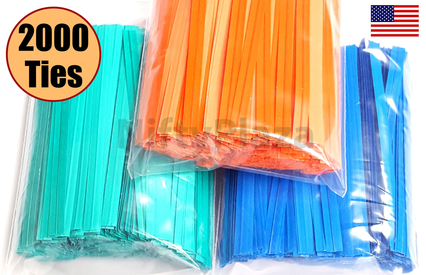 NiftyPlaza 4 inch Twist Ties, Plastic Coated, No Rip Paper Ties - 2000 Twist Ties