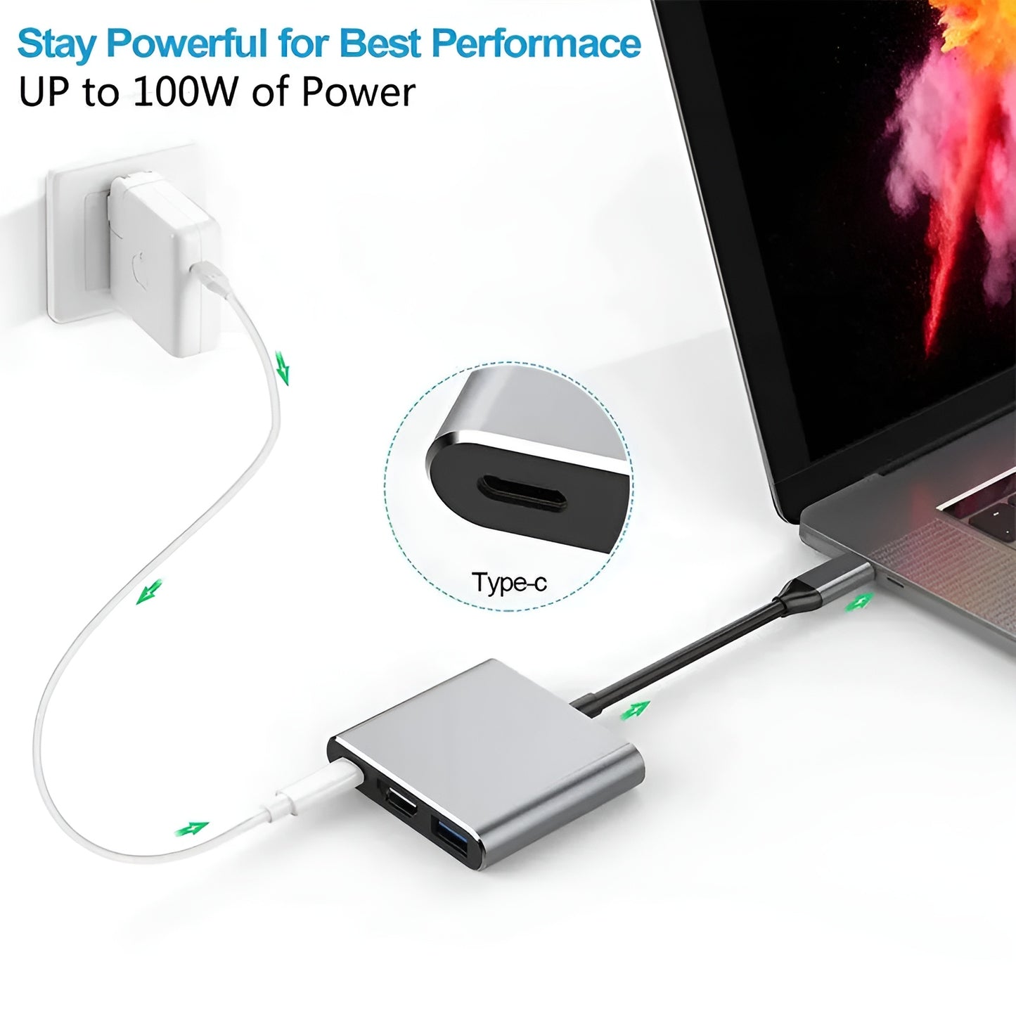 3-In-1 USB C Type C Multi-function Hub To USB-C PD HDTV USB 3.0 Adapter Converter