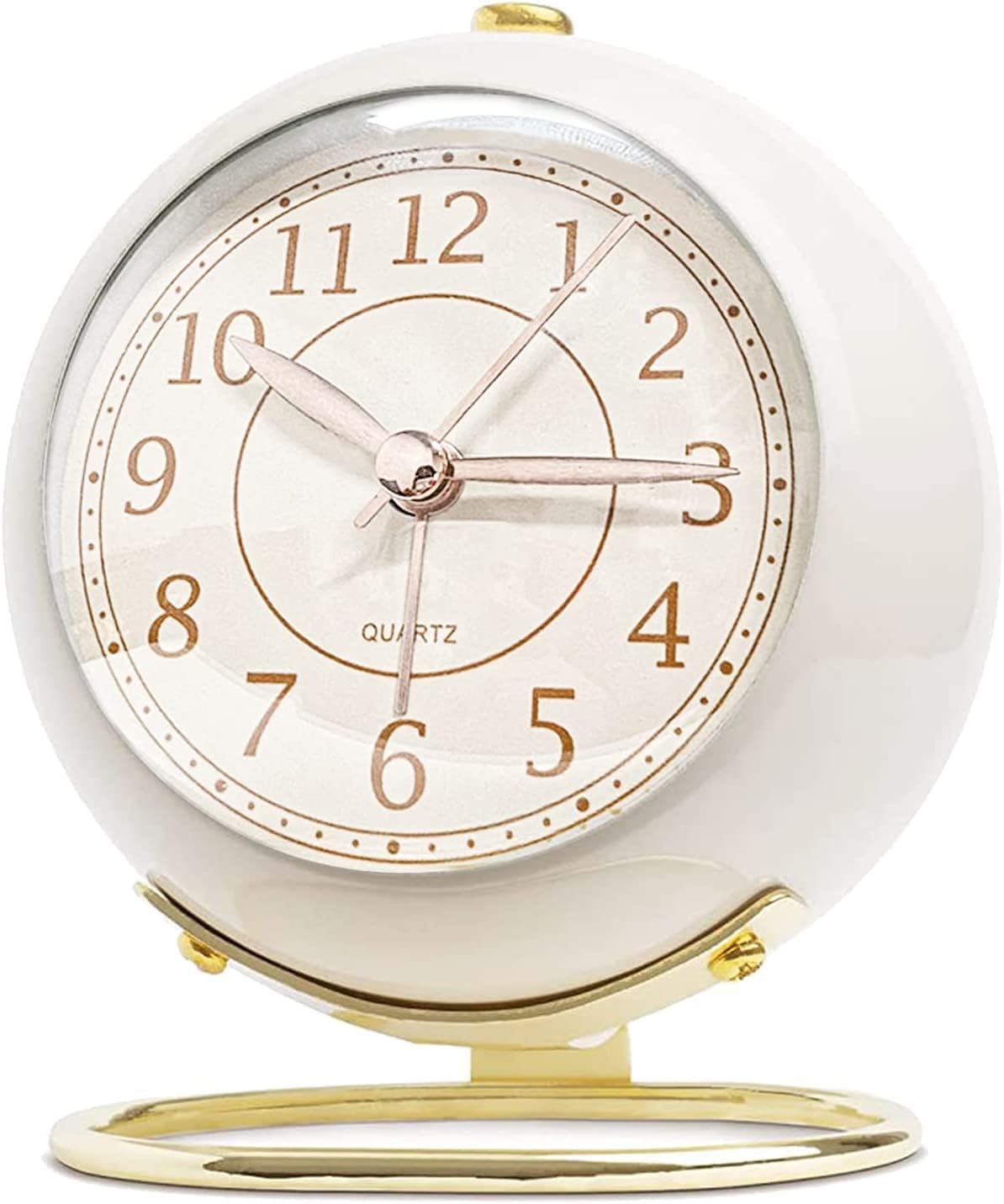 Analog Alarm Clocks, Retro Backlight Cute Simple Design Small Desk Clock Non-Ticking