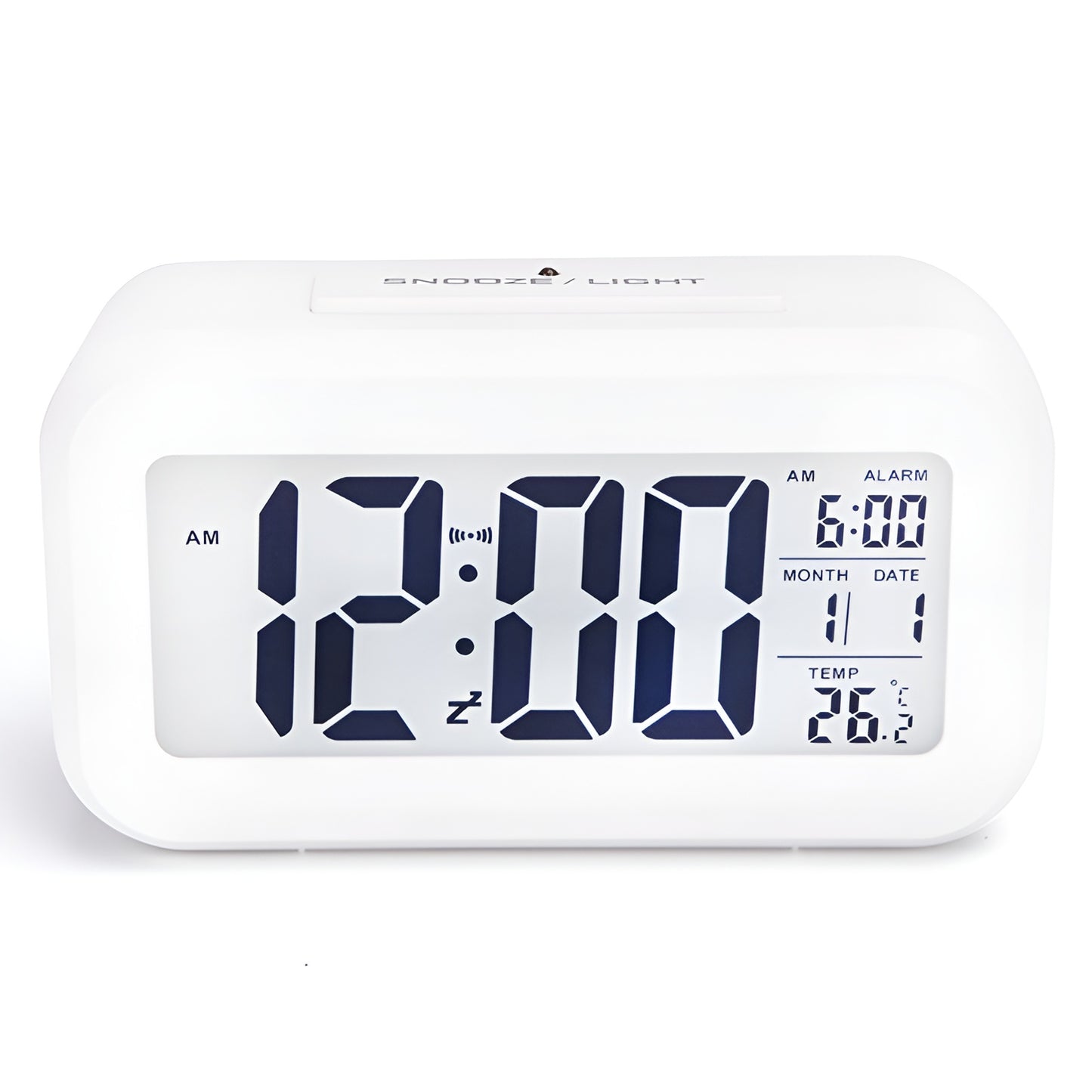 Digital Alarm Clock with Temperature Sensor Large Display Battery Operated Snooze Alarm Table Clock