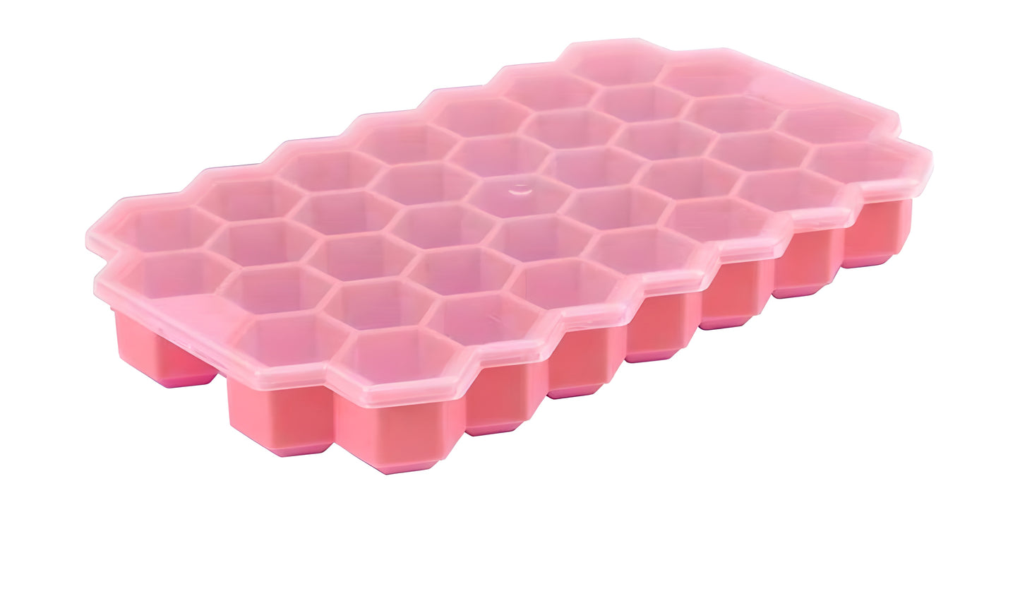 Hexagonal Ice Cube Molds Tray with Sealing Lid for Ice Chilled Drinks Honeycomb Stackable Silicone Ice Tray