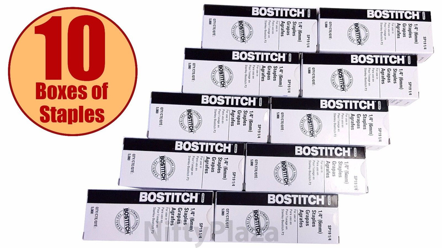 Stanley Bostitch P3 Staples for SP19 1/4 Stapler, 10 Boxes (50000 Staples)