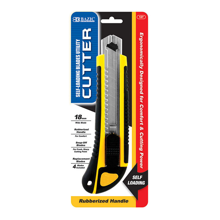 Heavy Duty Self Loading Utility Cutter With Grip Plus 2 Replacement Blades