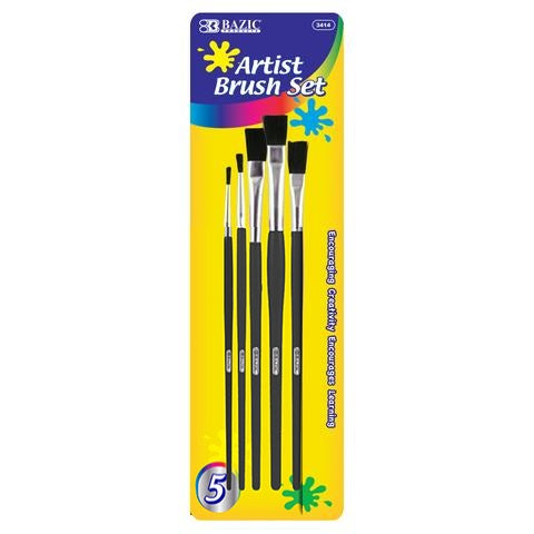 Asst Size Artist Paint Brushes Set Five different sizes 5 Per Pack - (Color may very) Random Color