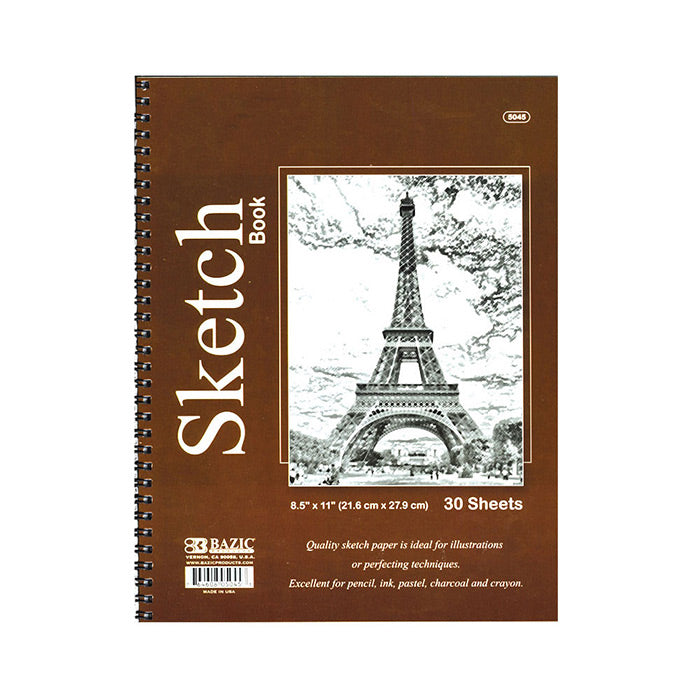 Premium Sketch Book Side Bound Spiral, 8.5 X 11 inches, 30 Sheets Each Book