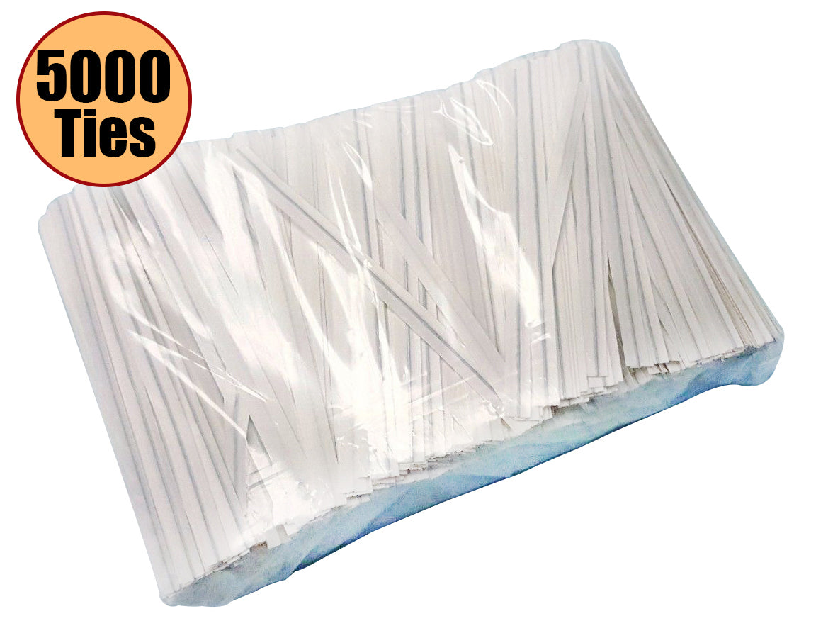 NiftyPlaza Twist Ties 4 inch, Plastic Coated, No Rip Paper Ties - Total 5000 Twist Ties