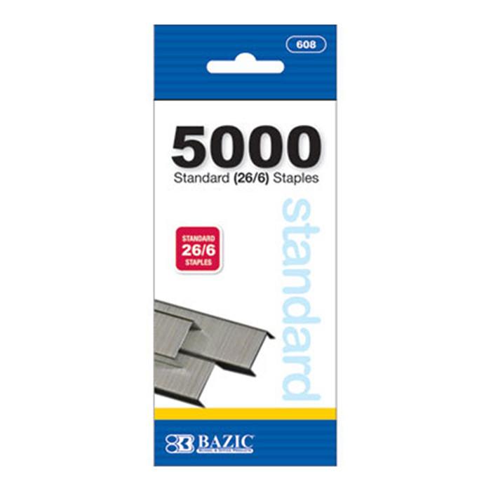 Standard Staples (26/6) - 5000 Count Chisel Point Staples, School, Office