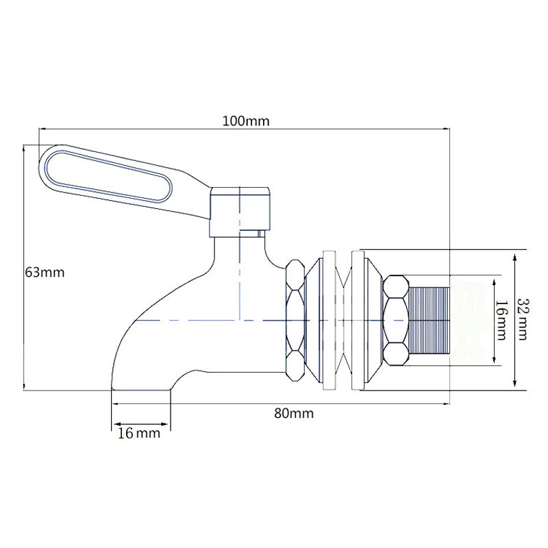 Beverage Dispenser Spigot Faucet STAINLESS STEEL 16 mm Premium Quality