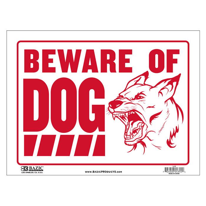 Beware Of Dog Sign 9"x12" Durable Plastic, Weatherproof, Bright and Highly Visible - S10