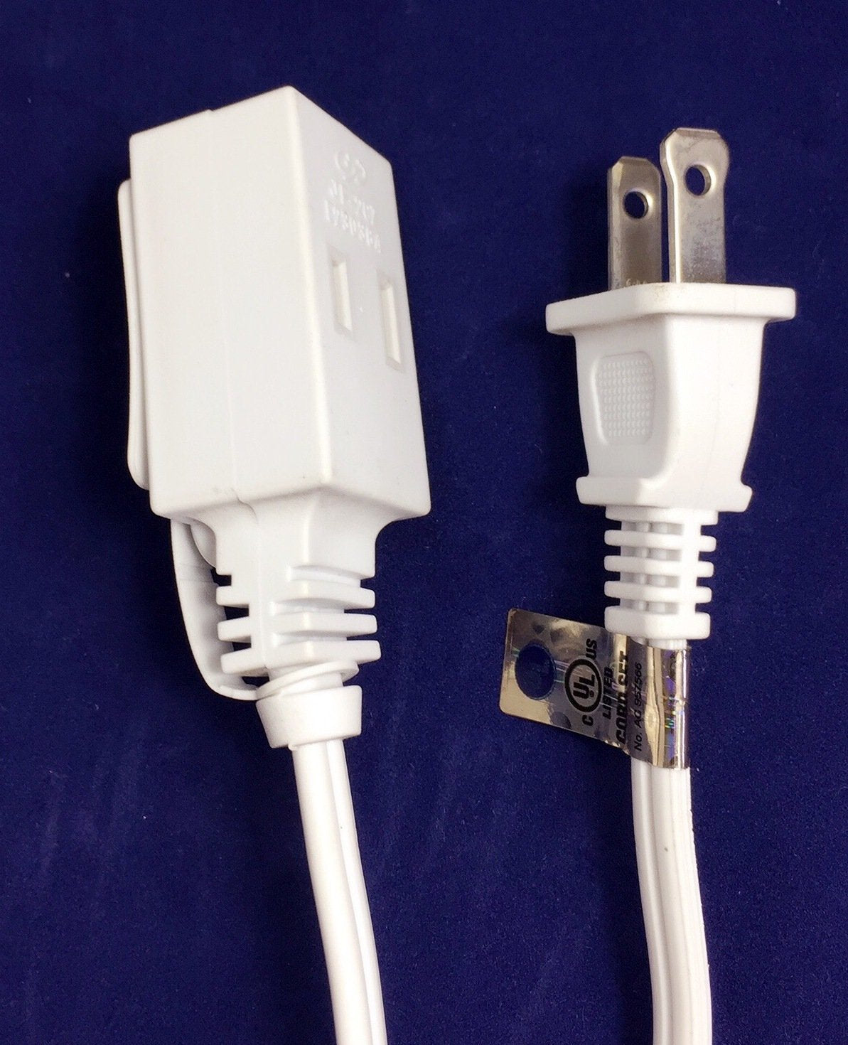 9 FT White Extension Cord, 16 Gauge Power Cord with 3 Recepacle Cube Tap UL Heavy duty Household