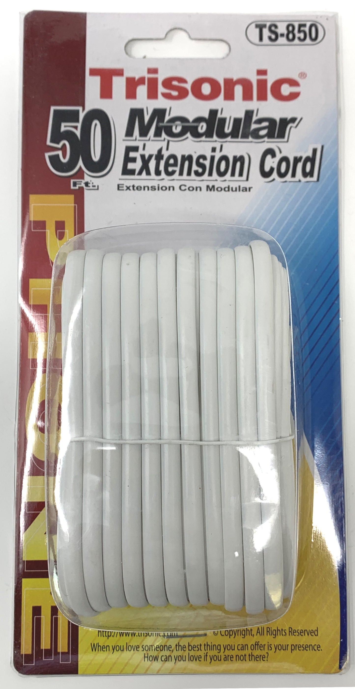 Telephone Extension Cord 50 Feet Long Phone Cable Line Wire - White