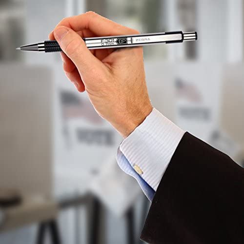Zebra F-301 Ballpoint Stainless Steel Retractable Pen, Fine Point, 0.7mm, Black Ink, 2-Count