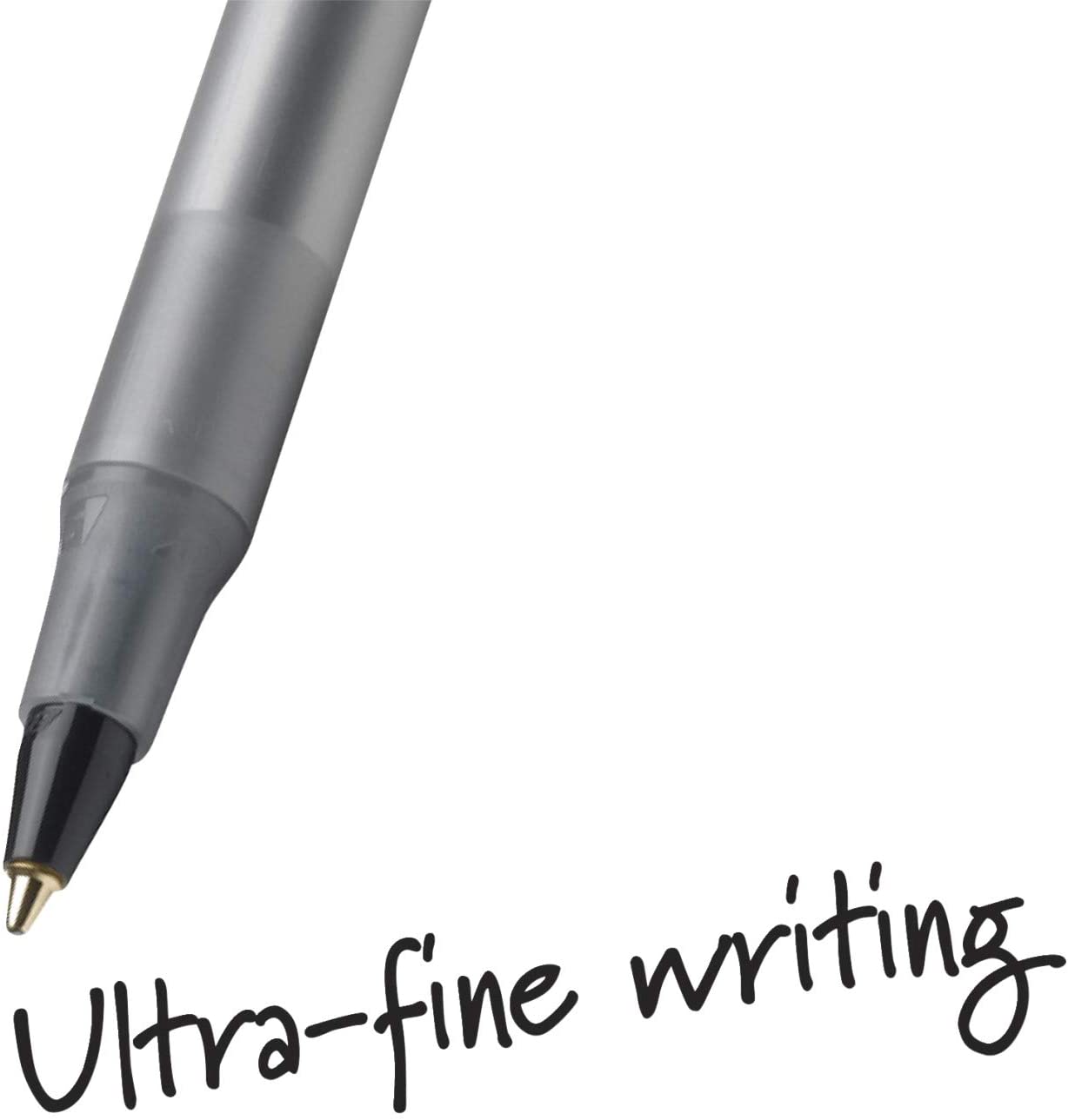 Round Stic Xtra Precision Stick Ballpoint Pen, 0.8mm, Black Ink, Smoke Barrel, Dozen