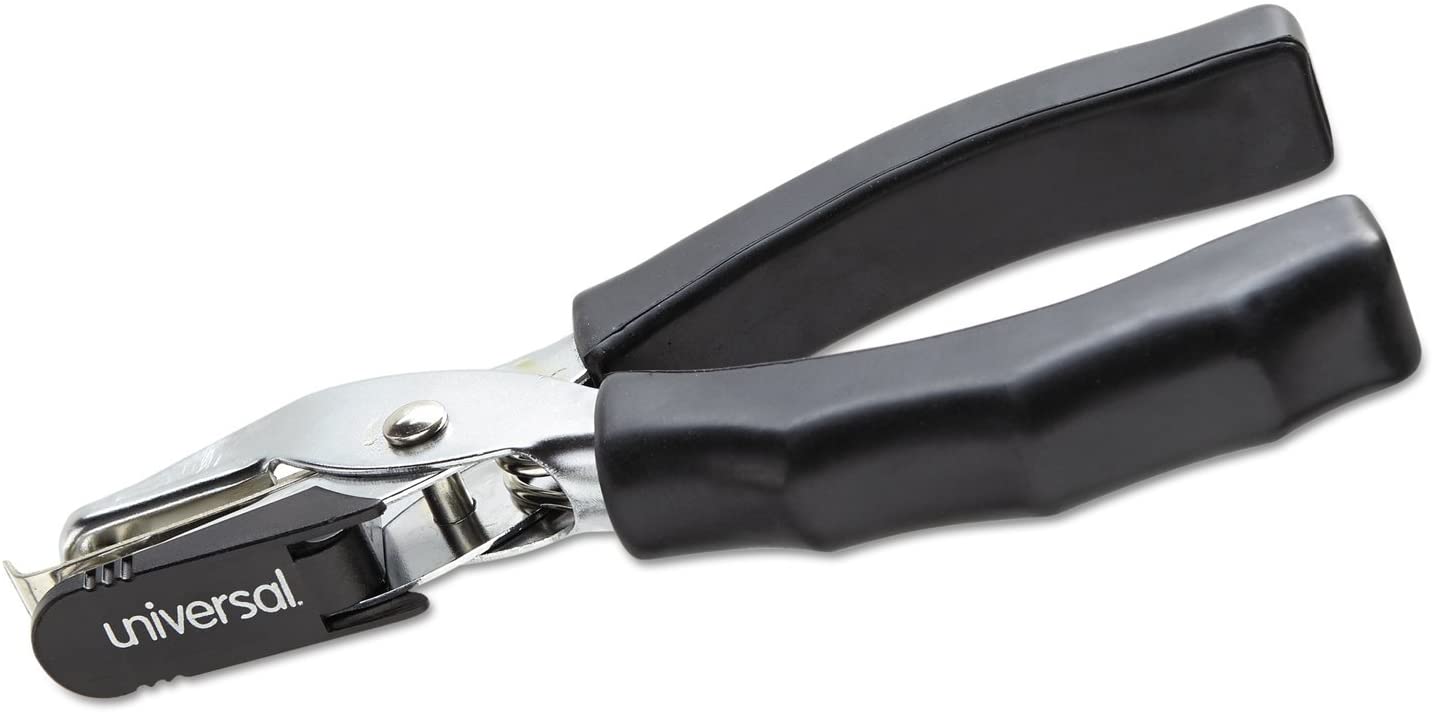 Universal Eight-Sheet Handheld 1/4 Hole Punch, Metal with Black Rubber Grip, Universal Brand