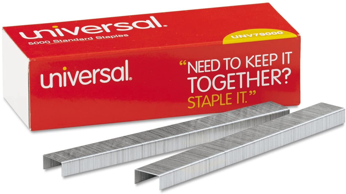 Universal Standard Chisel Point Staples, 0.25" Leg, 0.5" Crown, Steel, 5,000/Box 210 Strip Count Staples