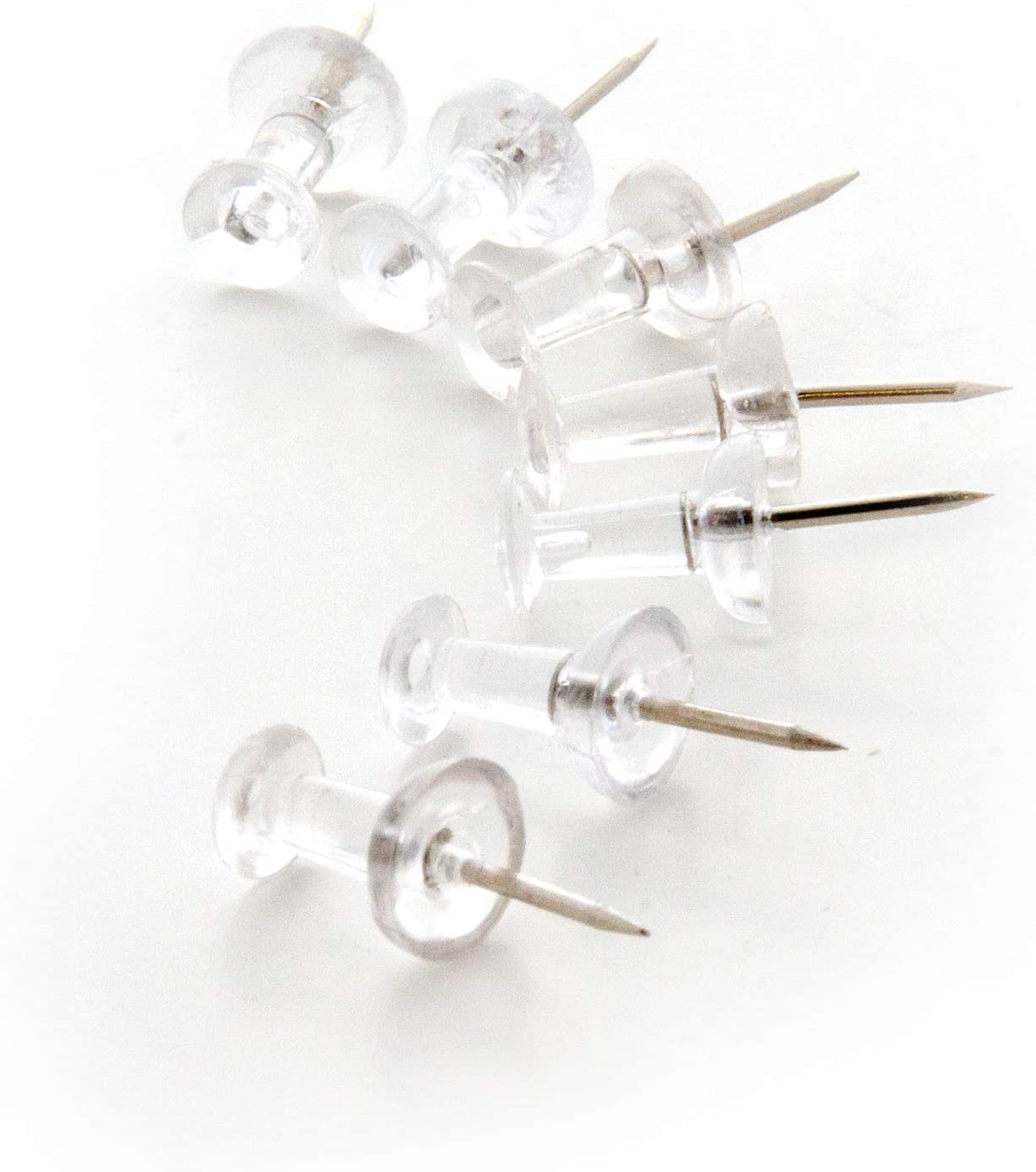 100 Clear Transparent Push Pins - Drawing, Cork Board, Notes, Maps