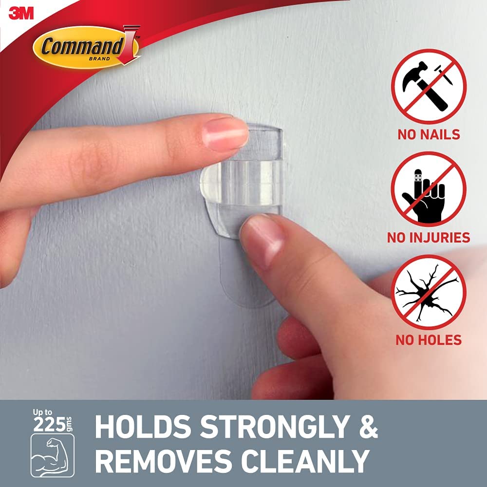 3M Command Round Cord Clips, 4-Clips with Adhesive, Clear, Organizing Multiple Cord Sizes