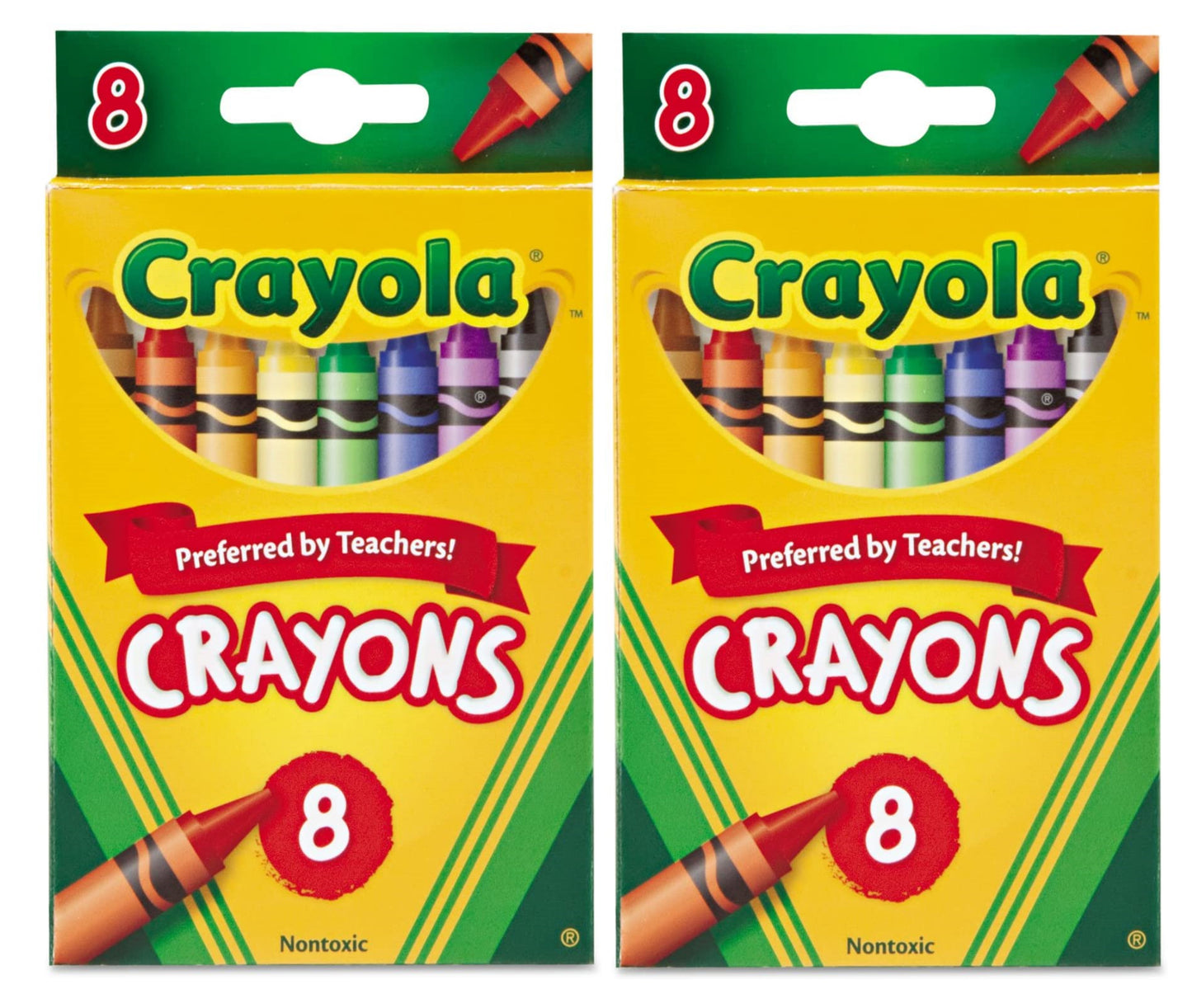 Crayola Classic Color Crayons, 8 Assorted Colors Non-washable for children of all ages - Pack of 2