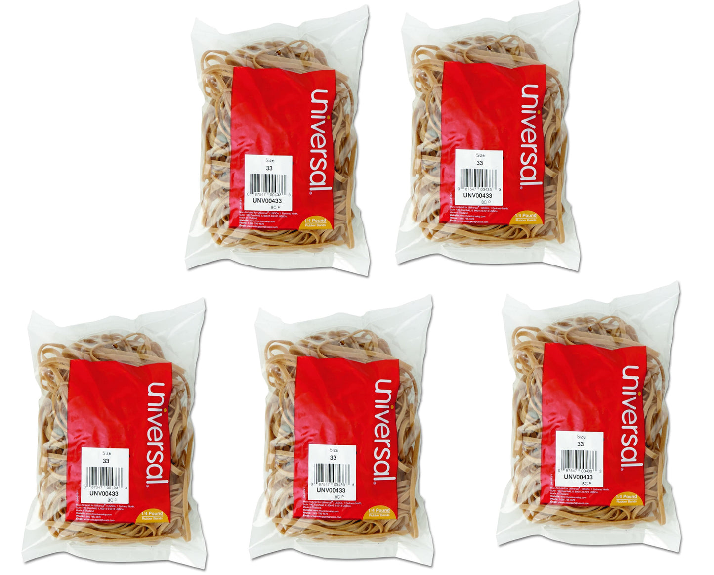 Rubber Bands, Size 33, 0.04" Gauge, Beige, 4 oz Box, 160/Pack Great elasticity - Pack of 5