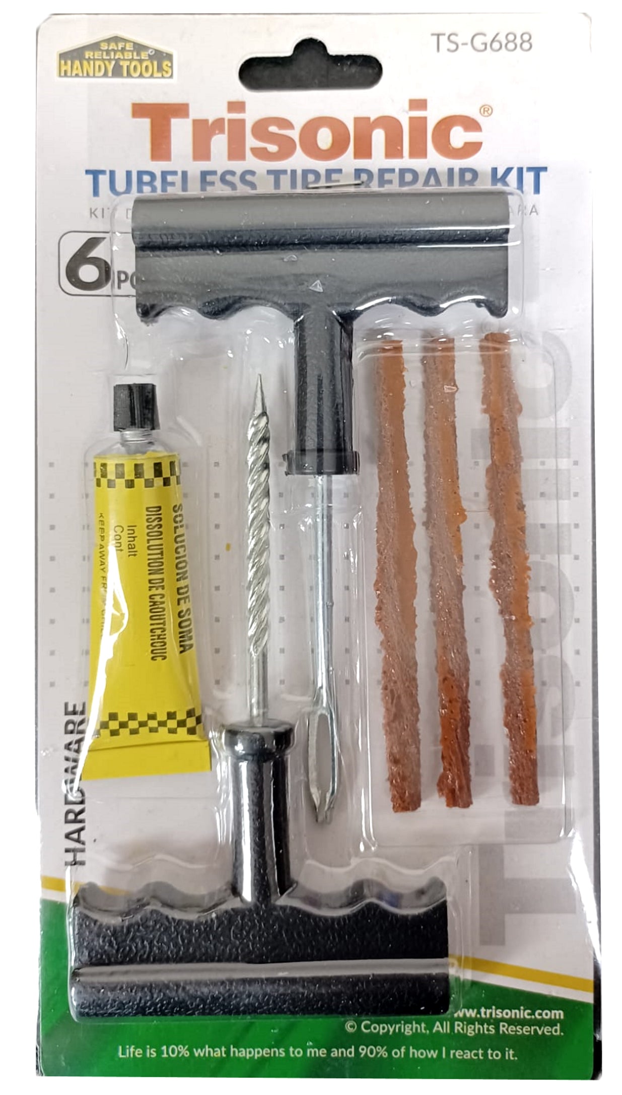 6 PC Tubeless Flat Car Tire Repair Kit Split Eye Needle Rubber Auto Tire Plug Kit Lawn Mower Tire Patch