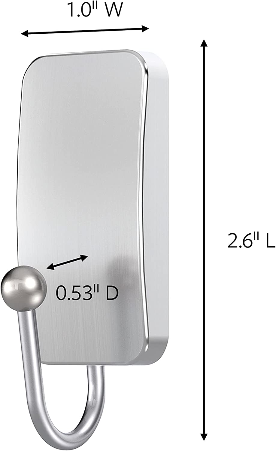 Command Small Bath Hook, Satin Nickel, 1-Hook, 2-Small Water-Resistant Strips, Organize Damage-Free