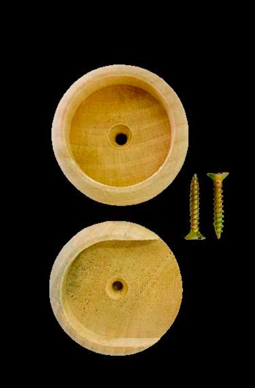 Complete Set Wooden Closet Pole Sockets with Screws - Closet Pole Rod Holders 1 5/6" diameter x 2/3" thickfits