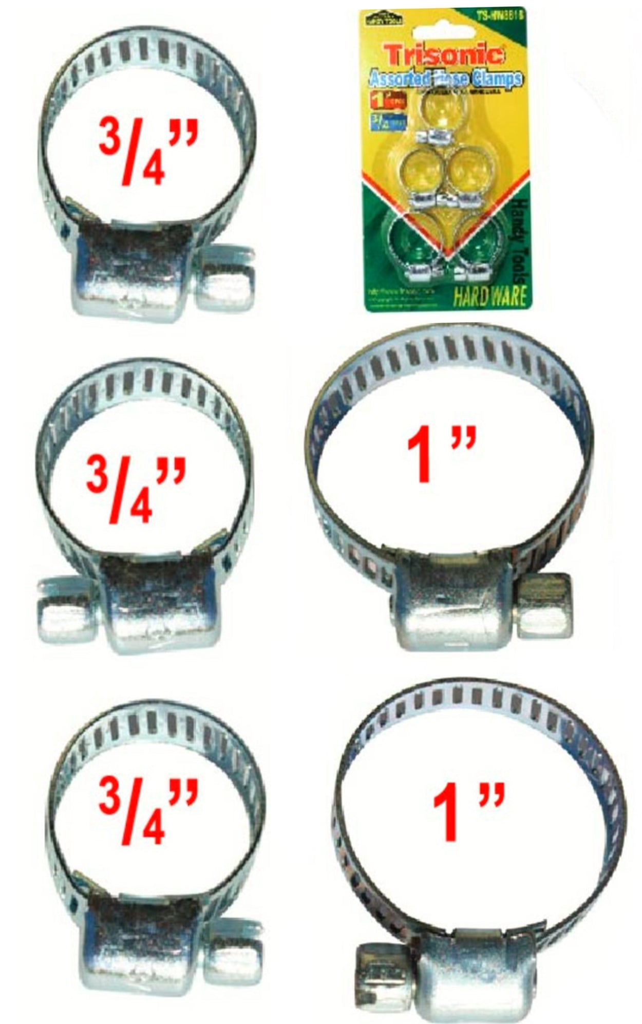 Assorted Hose Clamps Adjustable Range Stainless Steel Assortment Kit Screws are adjustable