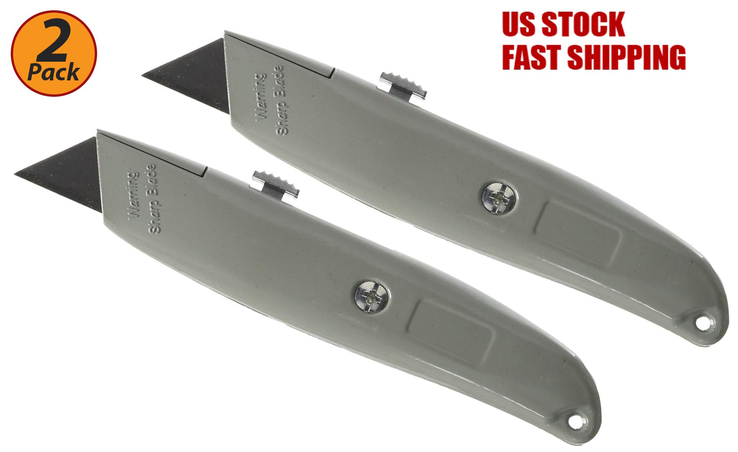 Multipurpose Utility Knife Retractable utility cutter is lightweight Multi-position blade slide - 2 Pack