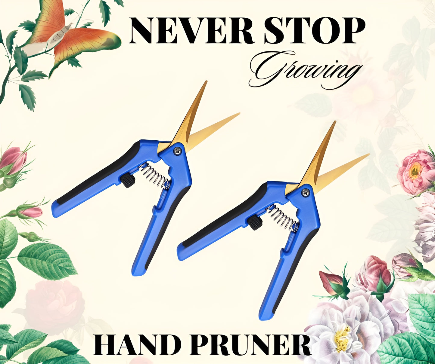 Gardening Hand Pruner Garden Tree Pruning Shear, 6.5 Inch, Straight Stainless Steel Blades - 2 Pack