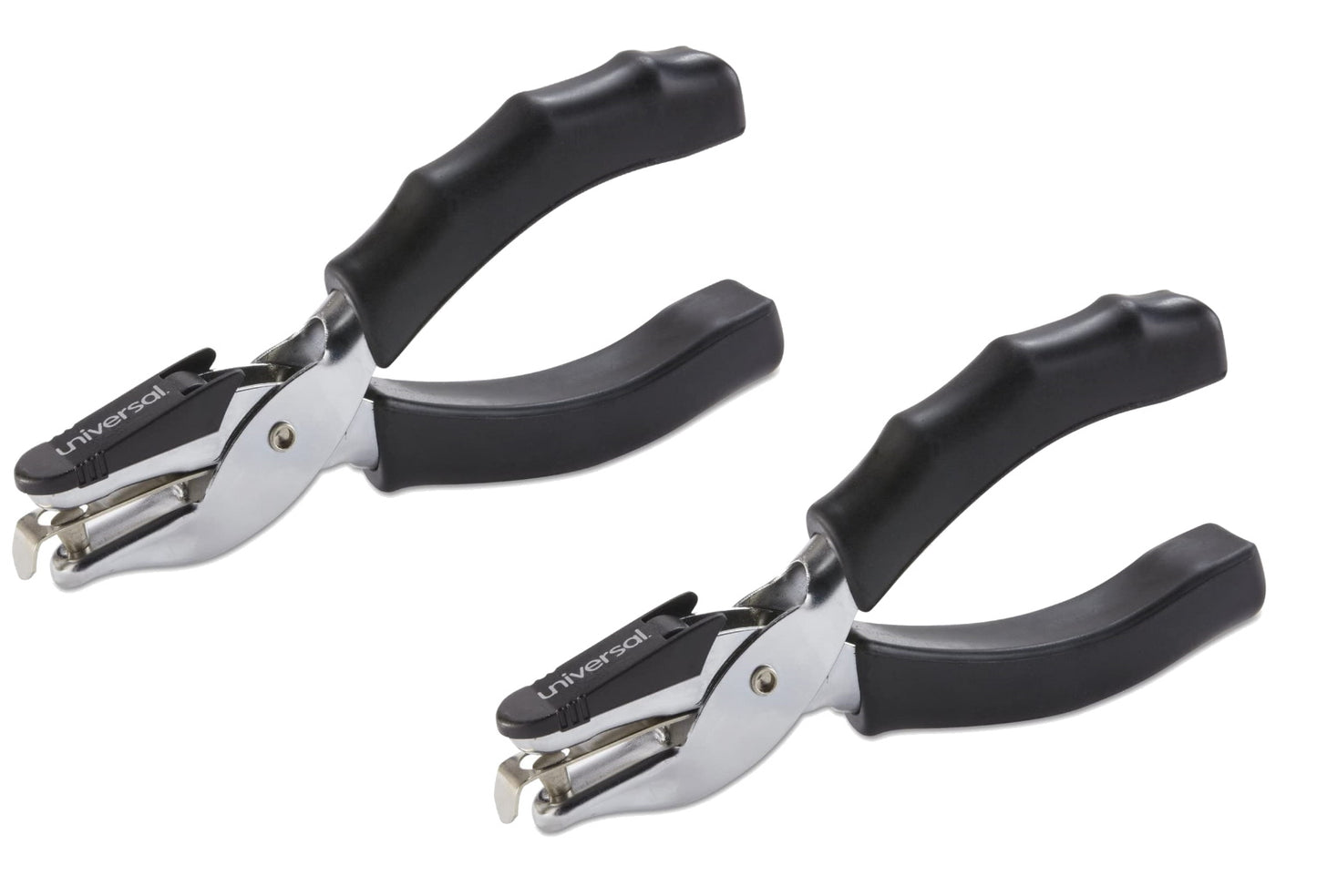 Universal Eight-Sheet Handheld 1/4 Hole Punch, Metal with Black Rubber Grip, 2-Count