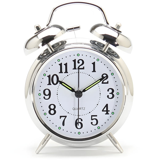 Retro Desktop Mechanical Alarm Clock Luminous Night Light Twin Bell Silent Metal Digital Bedroom Home Decoration