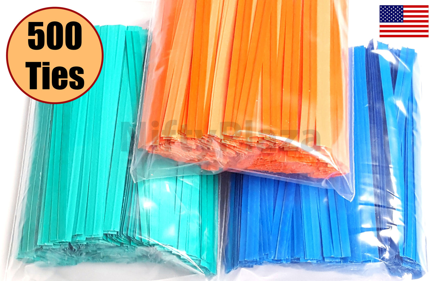 NiftyPlaza Twist Ties 4 inch, Plastic Coated, No Rip Paper Ties - 500 Twist Ties