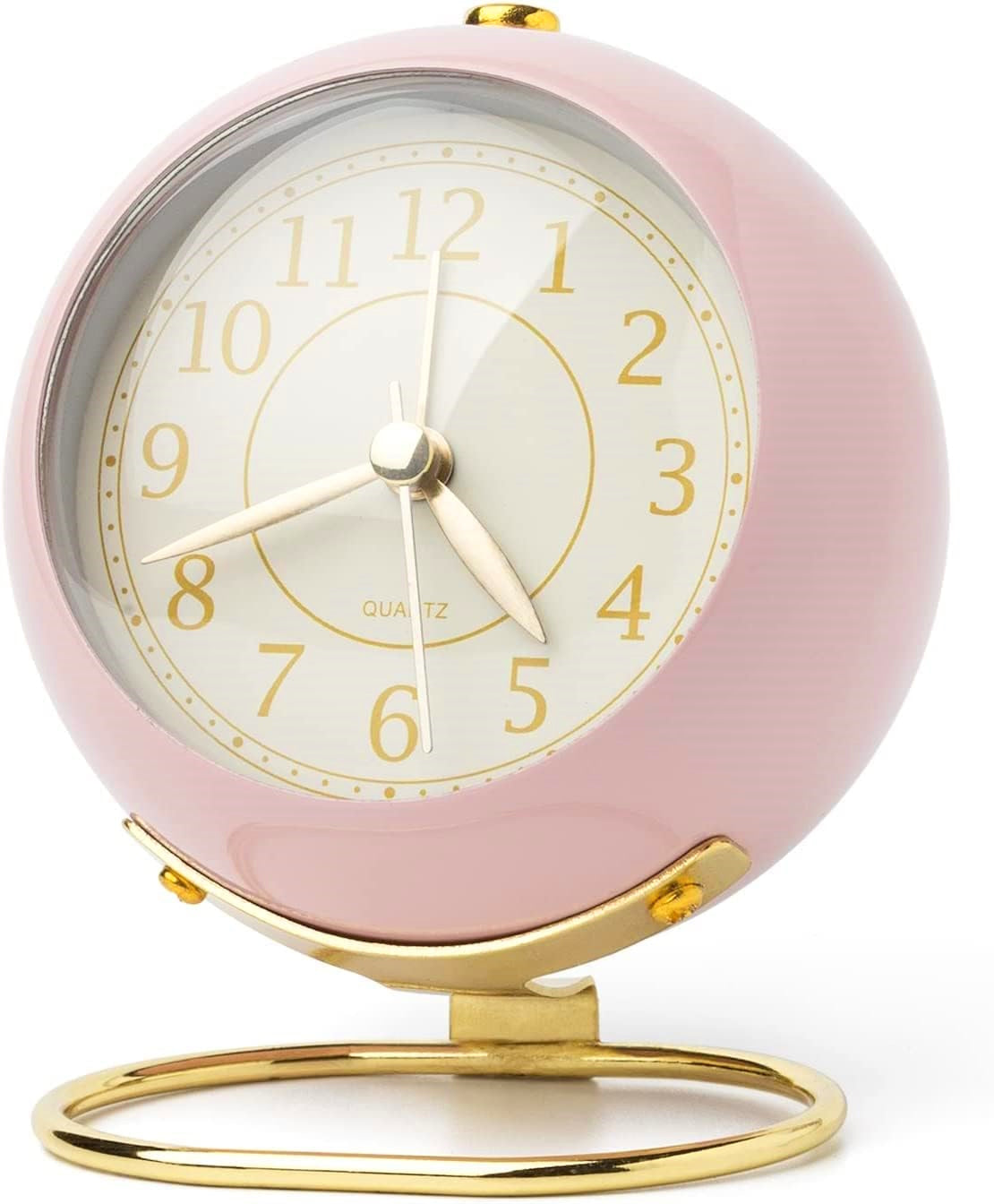 Analog Alarm Clocks, Retro Backlight Cute Simple Design Small Desk Clock Non-Ticking