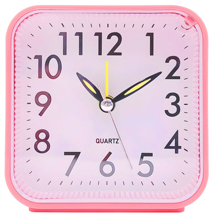 Small Analog Alarm Clock Battery Operated, Travel Silent with No Ticking Analog Quartz Snooze, Light
