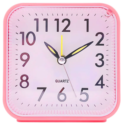 Small Analog Alarm Clock Battery Operated, Travel Silent with No Ticking Analog Quartz Snooze, Light