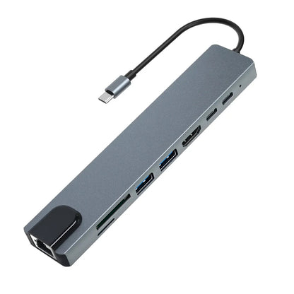 8 Ports HDTV USB3.0 RJ45 SDTF USB-C PD Charging Adapter