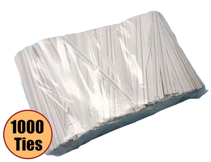 NiftyPlaza 1000 Twist Ties, 4 inch, Plastic Coated, No Rip Paper Ties