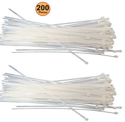NiftyPlaza 8 Inch 75 LBs Cable Ties, UV Weather Resistant, Nylon Wrap Zip Ties, Total 200