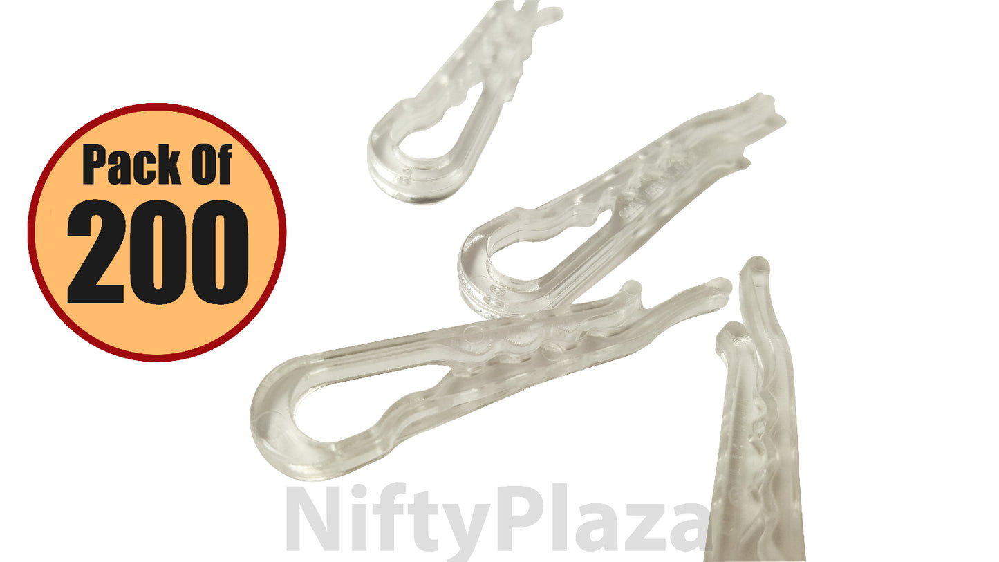 NiftyPlaza 200 Clear Plastic Alligator Clips for Shirts, Folding Ties, Socks Pants
