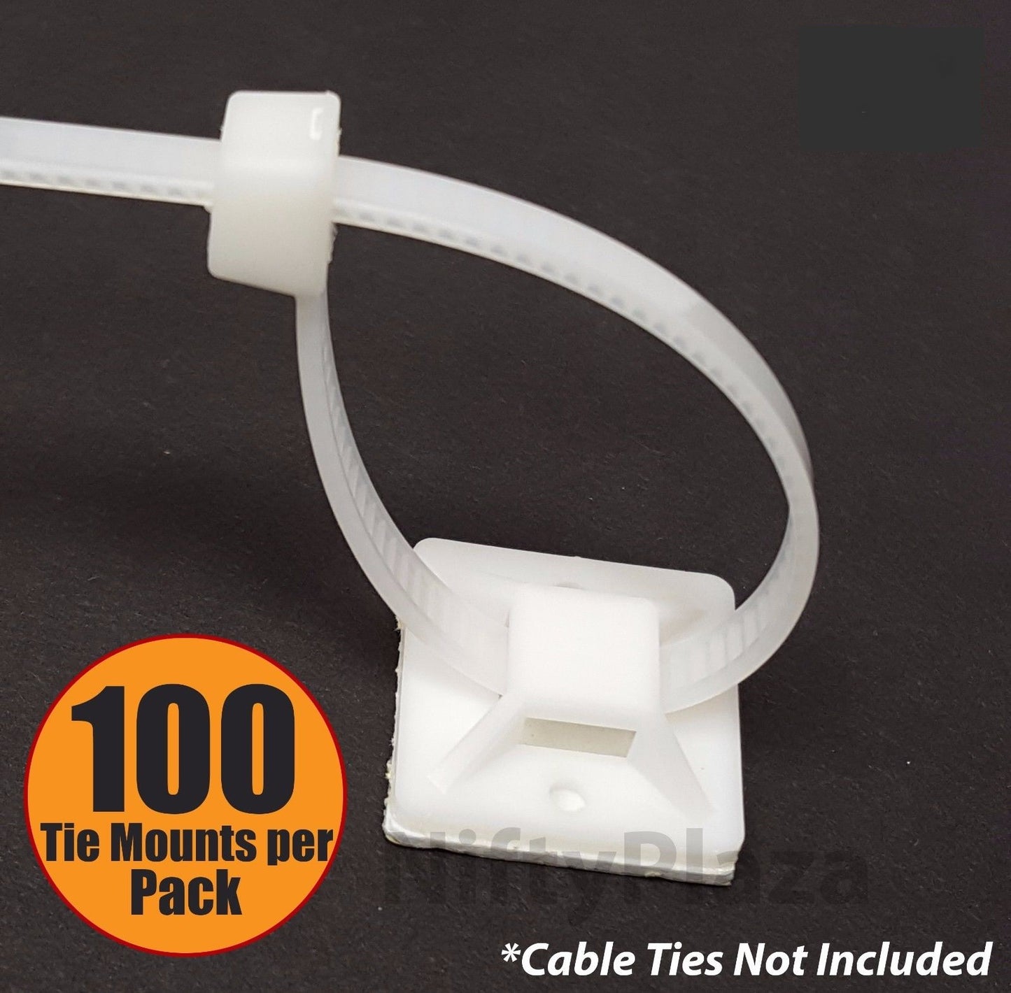 Cable Tie Mounts (25mm x 25mm) Self ADHESIVE Clips Wire Tie Base - Premium Grade Strength Screw-Hole Anchor Point Provides Optimal Strength