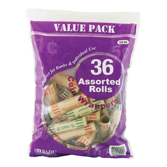 Penny Nickel Dime Quarter Assorted Size Coin Wrappers 36 Per Pack