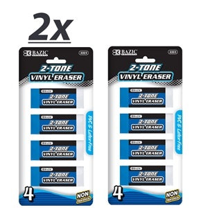 Lot of 2 Two-Tone Vinyl Eraser New Excellent Quality - 4 Per Case Pack