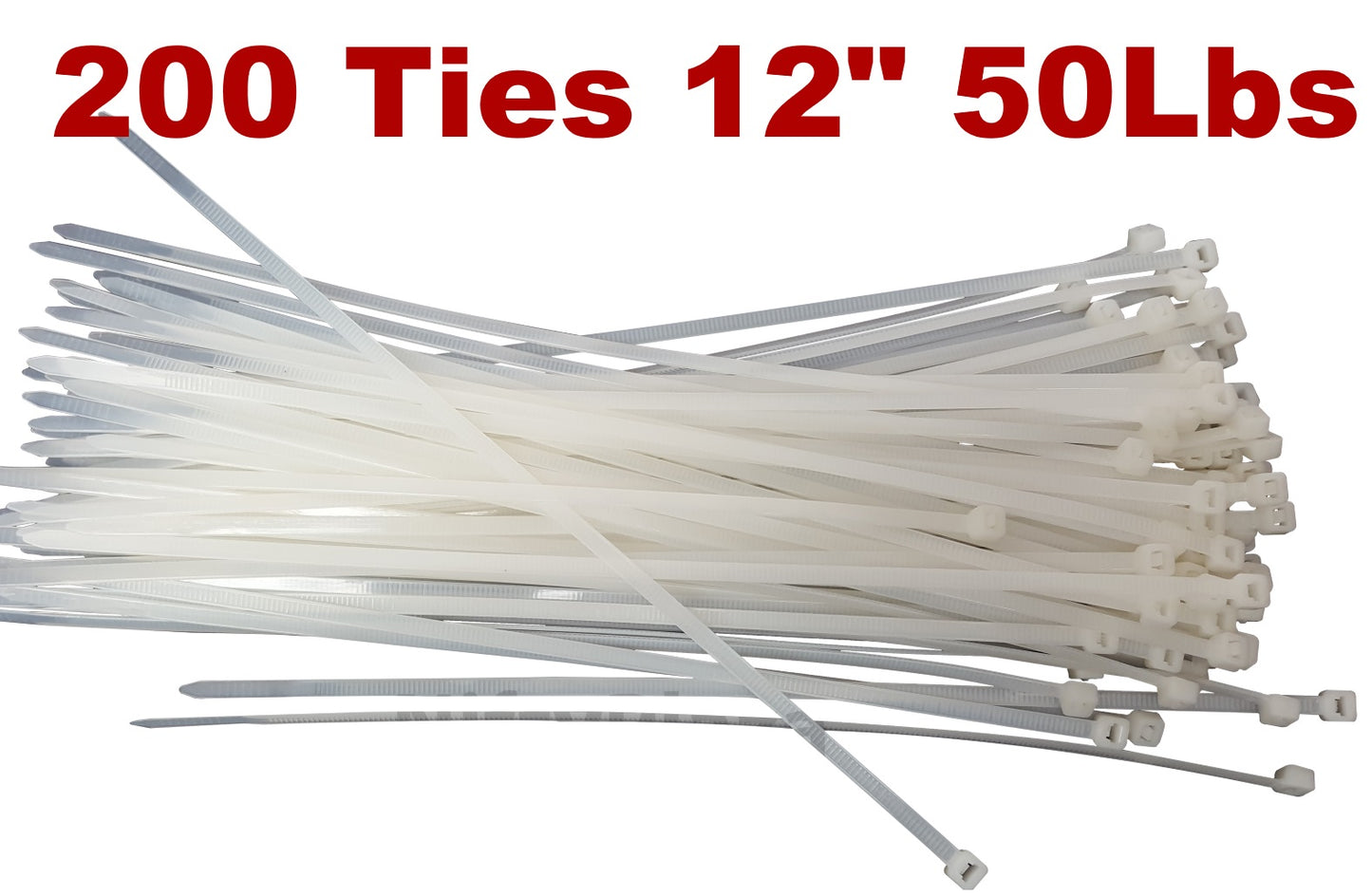 NiftyPlaza 12 Inch Cable Ties, 50 Pounds TENSILE Strength Premium Grade, Total 200