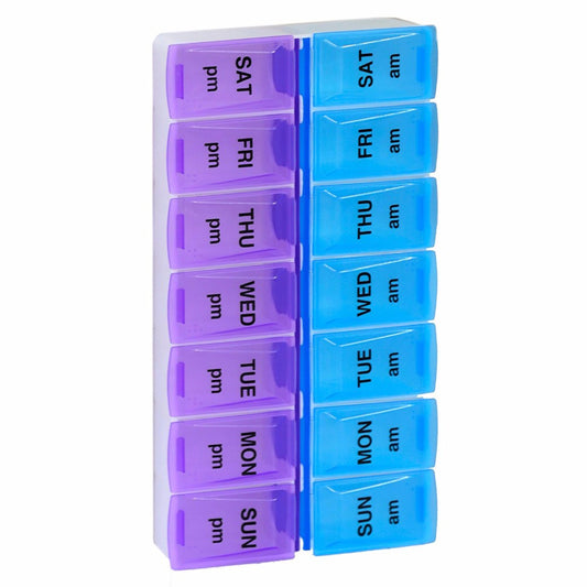 NiftyPlaza Pills Storage Box Weekly 7 Day 14 Slots Am Pm Daily Dose Medicine Reminder Box