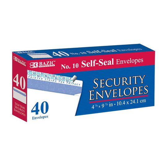 BAZIC No. 10 (4 1/8" x 9 1/2") Self Seal Security Envelope (40/Pack) - #575