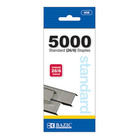 Standard Staples (26/6) - 5000 Count Chisel Point Staples, School, Office