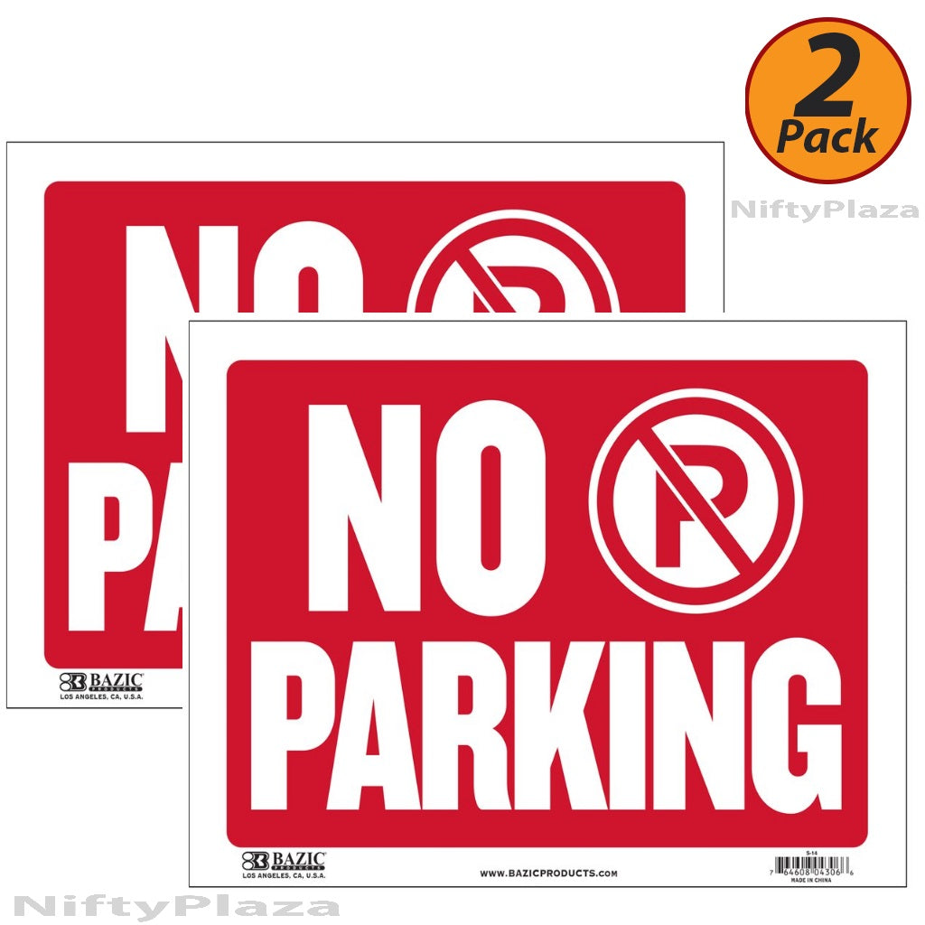 2 Pack - No Parking Sign 9"x12" - Durable Plastic, Weatherproof, Bright and Highly Visible - S14