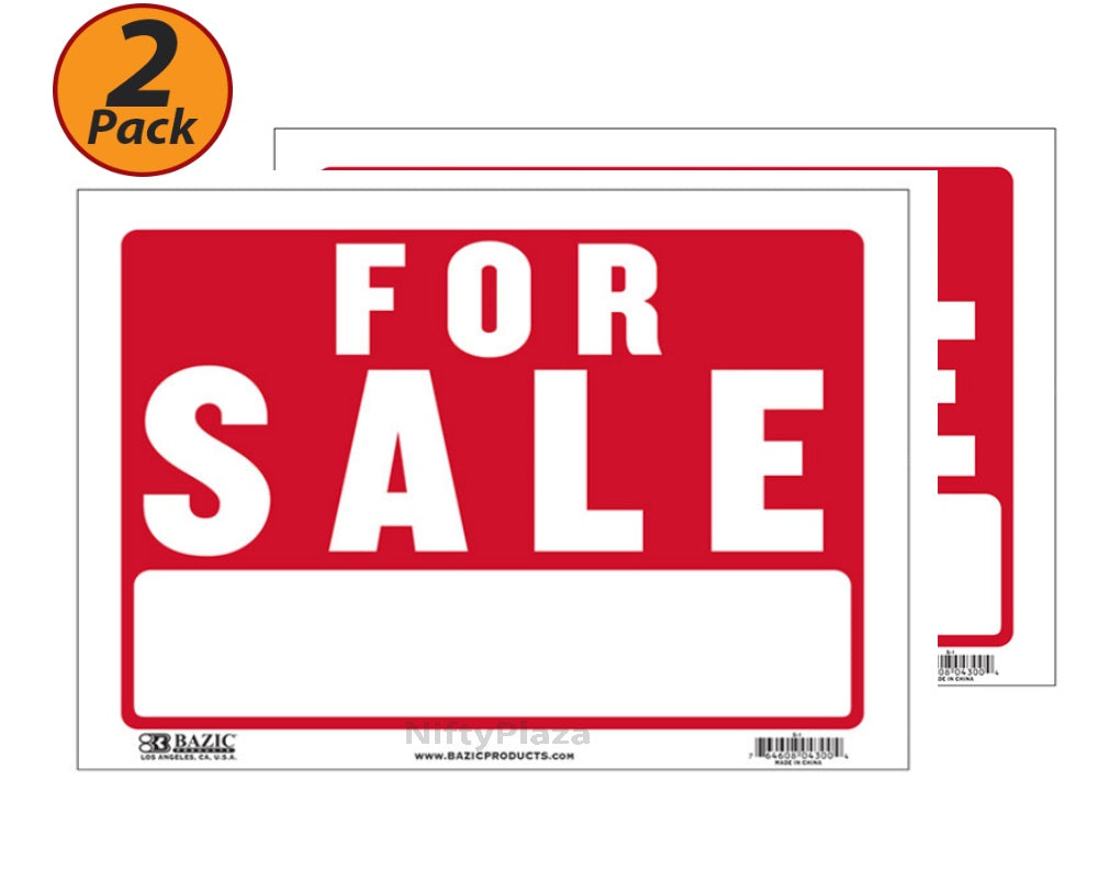 2 Pack - FOR SALE Sign 9"x12" Flexible Plastic Business or Personal Use