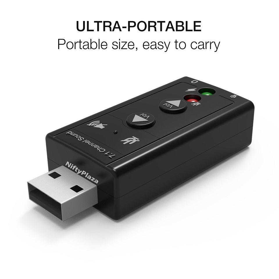 NiftyPlaza USB 2.0 Sound Card External 7.1 Channel 3D Virtual Audio Mic Adapter Laptop PC